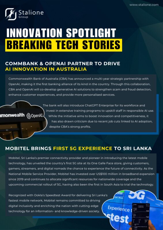 AI Innovation in Australia; 1st 5G Experience to Sri Lanka